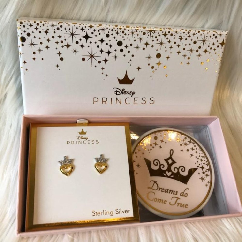 Disney Princess Stud Earrings & Trinket Dish Set
